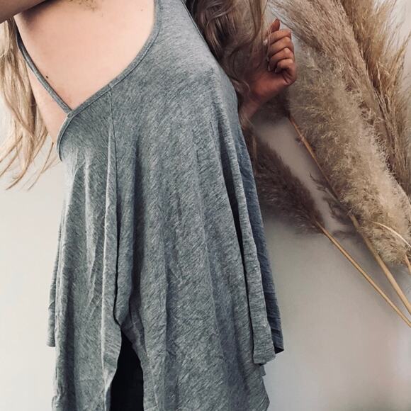 3/$20 FOREVER 21 Grey Gray Strappy Open Back Asymmetrical Tunic Tank Top Shirt S - Picture 5 of 7